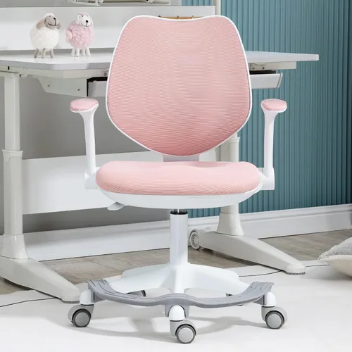 Miniatura 9 de Linda silla de escritorio para niños, silla de computadora azul con reposabrazos ajustables y reposapiés, sillas giratorias para estudio, lectura
