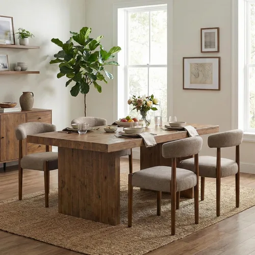 Miniatura 24 de VKNOW Juego de 2 sillas de comedor de madera, modernas sillas de comedor tapizadas con patas de madera de nogal y respaldo curvo, sillas de cocina