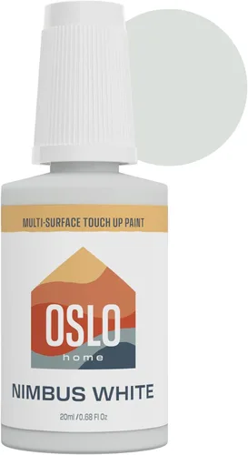 Pintura para Retoque de Porcelana + Electrodomésticos, Blanco Nimbus, 20 ml, Alto Brillo, con Pincel en la Botella, para Fijaciones de Baño, Metal