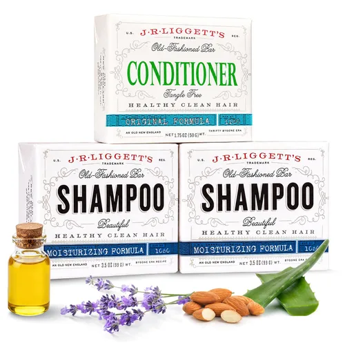 J.R.LIGGETT'S - Barra de champú y acondicionador de fórmula hidratante, paquete de 3, totalmente natural, juego sólido para el cuidado del cabello a