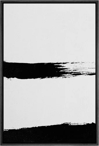 Miniatura 4 de SIGNWIN - Lienzo enmarcado para pared, patrón de anillo circular en negro, gris y blanco, formas abstractas, ilustraciones, arte moderno