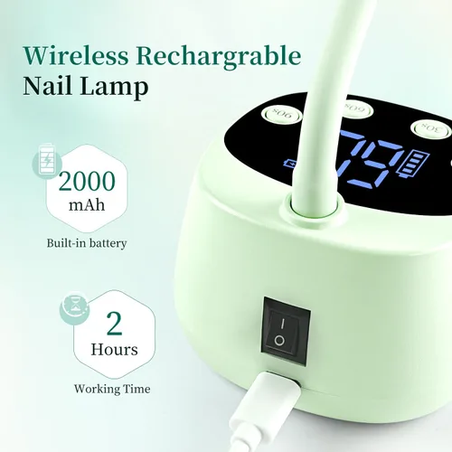 Miniatura 2 de JODSONE Lámpara de uñas UV de curado rápido, lámpara de cuello de cisne portátil y flexible con diseño ajustable de 360°, secadora LED recargable