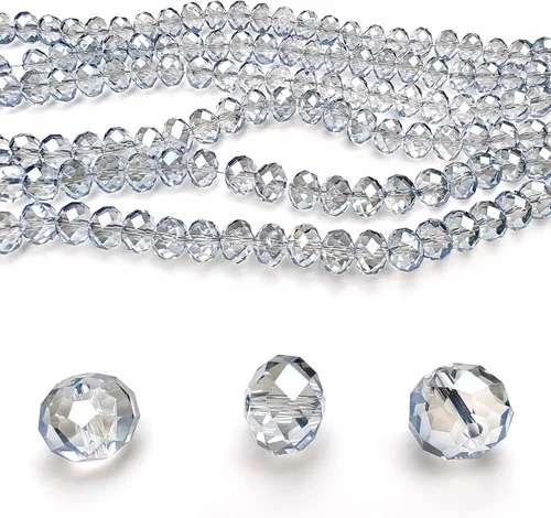 Miniatura 34 de Cuentas de vidrio Rondelle de 0.079 in para hacer joyas, cuentas espaciadoras de Briolette Crytal facetadas para pulseras, collares, aretes