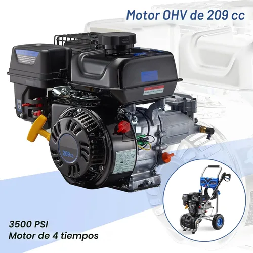 Miniatura 3 de Lavadora a presión de gas de 3500 PSI, lavadora de alta presión a gas de 2.3 GPM con motor de 209 CC, 4 boquillas ajustables, manguera de alta Azul