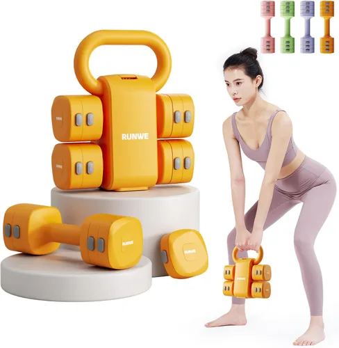 Miniatura 14 de Lightweight Adjustable Dumbbell Kettlebell Set - 4 in 1 Free Weight Set with Kettlebell Grip Converter, Each 2.2 3.3 4.4 5.5lb Quick Change