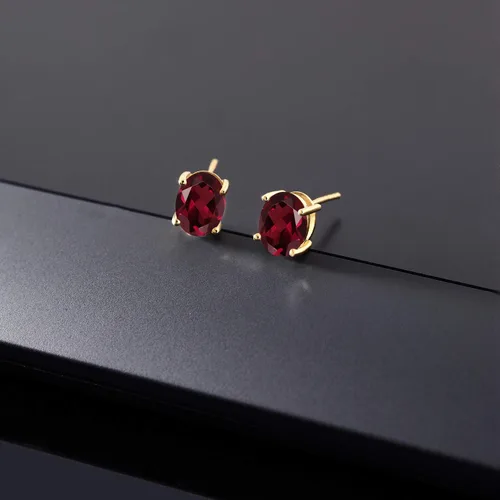 Miniatura 225 de Gem Stone King Aretes de oro de 14 quilates con piedra natal ovalada de 0.315 x 0.236 in Aretes de oro para mujer