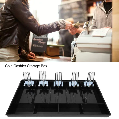 Miniatura 5 de Cajón de caja registradora, bandeja de inserción de cajón de efectivo de 16 pulgadas, con bandeja de inserción de 4, 5 cajones de billetes