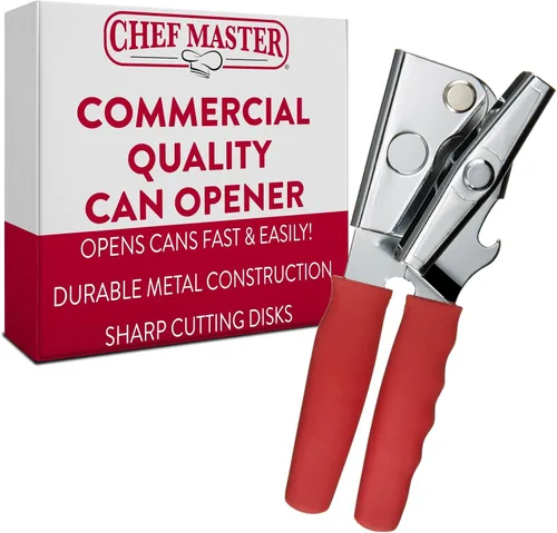 Miniatura 9 de Chef Master Abridor de Latas Comercial Resistente - Manual con Manivela Manual para Latas Grandes con Agarre Antideslizante - Abridor de Latas