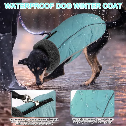Miniatura 3 de Doglay Abrigo para Perro, Chaqueta Impermeable para Perro Abrigo de Invierno para Mascotas para Clima Frío con Cuello Peludo Grueso, Chaqueta