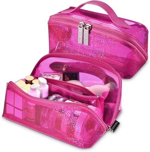 Miniatura 2 de BYOOTIQUE AW 420D - Neceser de viaje de nailon transparente, portátil, ligero, transparente, organizador de almacenamiento de cosméticos, piscina