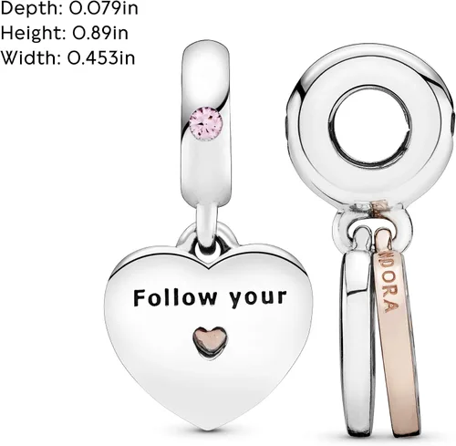 Miniatura 5 de PANDORA Joyería con dije de cristal colgante de laberinto de corazón rosa y plata de ley Esmalte Cristales