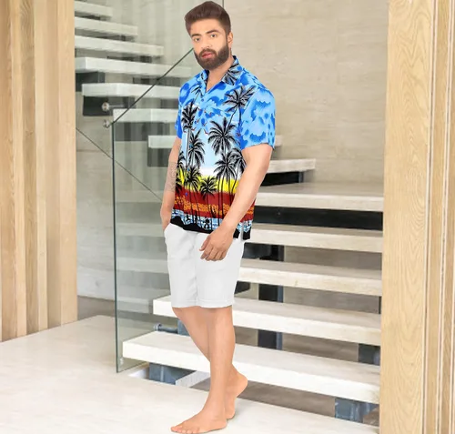 Miniatura 3 de LA LEELA Men's Hawaiian Shirt Button Down Short Sleeve Caribbean Skull Pirate Shirts for Men