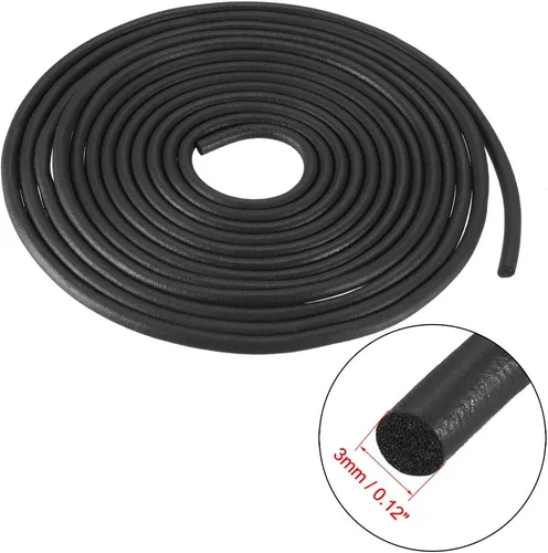 Miniatura 3 de uxcell Tira de sellado de goma de espuma Burlete 3mm de diámetro 3 metros de largo Negro