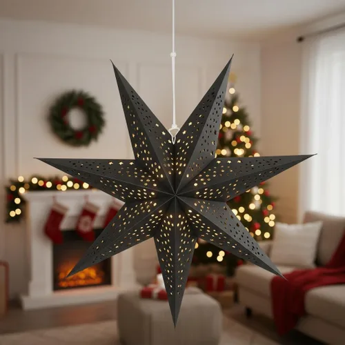 Miniatura 7 de 3 faroles de papel con estrellas de Navidad 3D colgantes de 20 pulgadas para Navidad, carnaval, boda, baile de graduación, decoraciones de fiesta