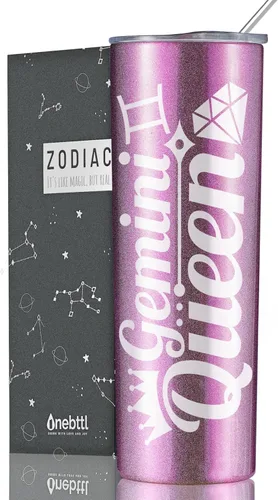 Miniatura 8 de Regalos del zodiaco Onebttl para mujeres, mejores regalos de cumpleaños para amigas, vaso de 20 oz de acero inoxidable, logotipo grabado en negro