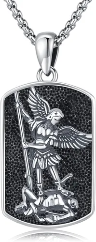 Brisskaari Collar con colgante de San Miguel, San Cristóbal, San Patricio, San Juda, San Benito, San José, plata de ley 925, medalla de amuleto de