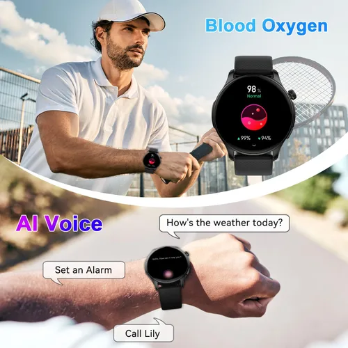 Miniatura 9 de Reloj inteligente para hombres y mujeres Fitness: impermeable, responder, hacer llamada, digital, relojes para hombres, correr, seguimiento