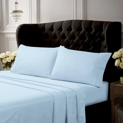 Miniatura 12 de Tribeca Living Juego de sábanas y fundas de almohada de algodón percal de algodón fresco y suave, bolsillo extra profundo, 300 hilos, ropa de cama