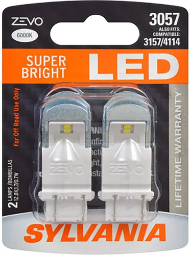 SYLVANIA - 3057 ZEVO Luz LED blanca - Foco LED brillante, ideal para luces de circulación diurna (DRL) y luces de respaldo/marcha atrás (contiene 2