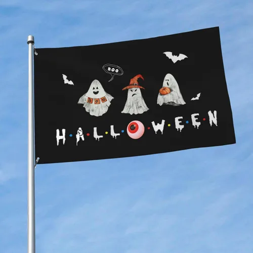 Miniatura 2 de Bandera fantasma boo – Decoración de Halloween para exteriores de 3 x 5 pies para suministros de fiesta en interiores