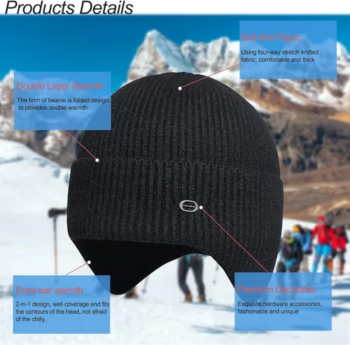 Miniatura 5 de Gorro de invierno para hombre, para exteriores, elástico, con orejera, resistente al viento