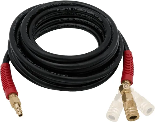 Miniatura 17 de INTERTOOL Manguera de compresor de aire 1/4-pulgada x 25 pies, ligera con acoplador rápido resistente y enchufe de servicio pesado - Resistente a