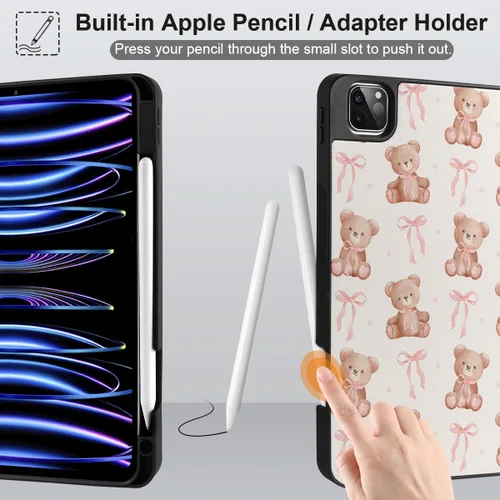 Miniatura 4 de DONGKE Funda para iPad Pro de 12.9 pulgadas 6ª generación 2022, soporte para lápiz integrado + soporte triple + encendido automático/apagado + funda