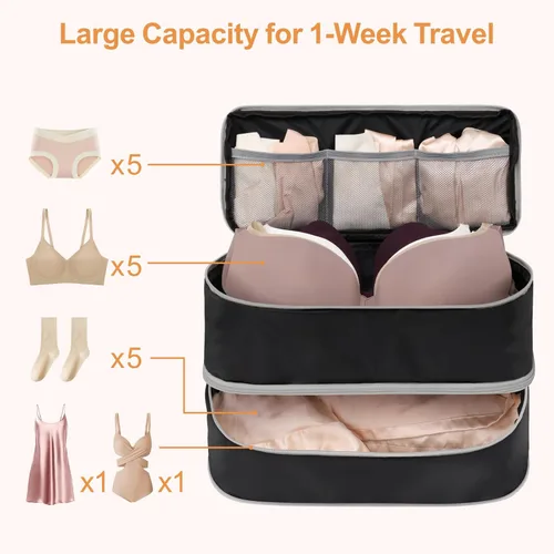 Miniatura 2 de Cambond Travel Underwear Organizer Bag - 4-in-1 Double Layer Lightweight Bra Organizer, Portable Expandable Compression Packing Cubes Travel Packing