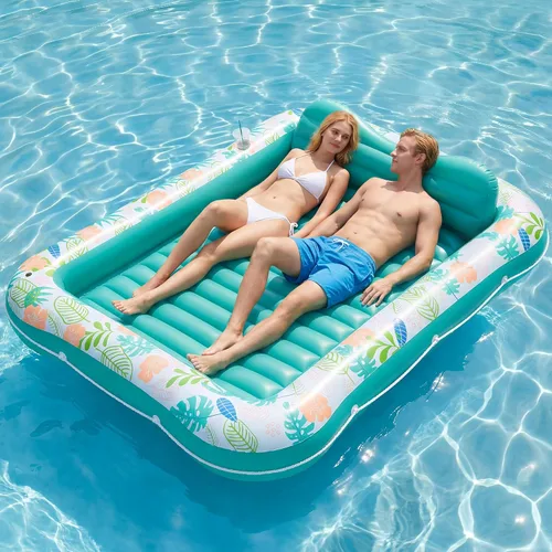 Miniatura 9 de stonful - Flotador inflable para piscina de 75 x 51 pulgadas, flotadores de piscina para adultos con almohada y soporte para tazas, 4 en 1, cama