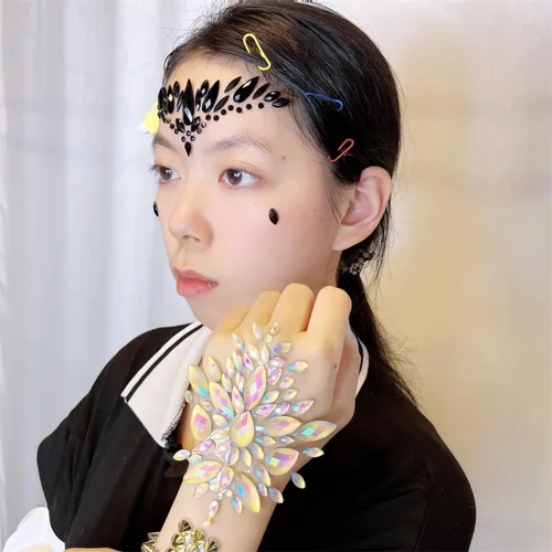 Miniatura 3 de Black Face Jewels se adhieren a los accesorios del festival, diamantes de imitación del tatuaje de la cara de Halloween para el maquillaje, joyas