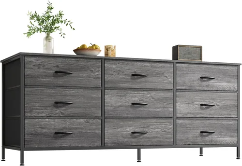 Miniatura 25 de Huuger Cómoda de 63 pulgadas para dormitorio, cómoda para armario con 9 cajones de tela, soporte de TV grande para TV de 55, 65, 70 pulgadas, centro