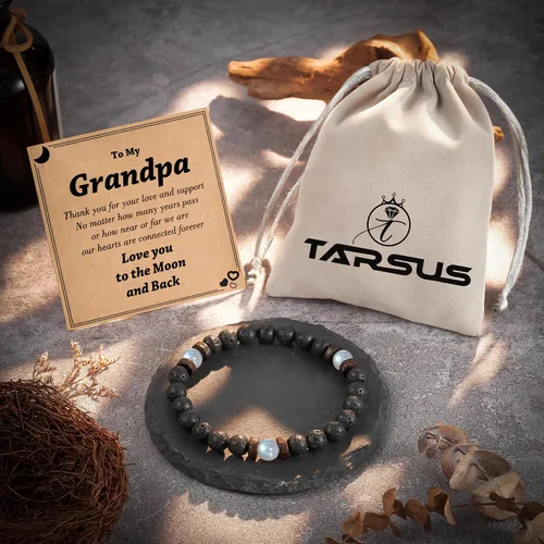 Miniatura 7 de Tarsus Regalos para el día del padre para hombres, papá, marido, novio, abuelo, hermano, piedra natural, cuentas de piedra luna, pulsera hecha a