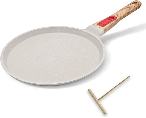 Miniatura 9 de RANX INGST Sartén antiadherente para crepas con mango desmontable, sartén para tortillas Dosa Tawa de aluminio fundido de 8 pulgadas, compatible