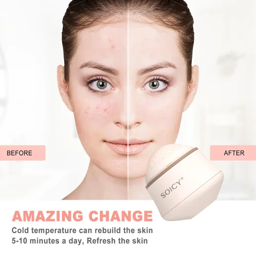 Miniatura 4 de Leeshine Rodillo de hielo en bola para cara y ojos - Herramientas de cuidado de la piel facial con un rodillo grande y estuche de transporte. Regalo