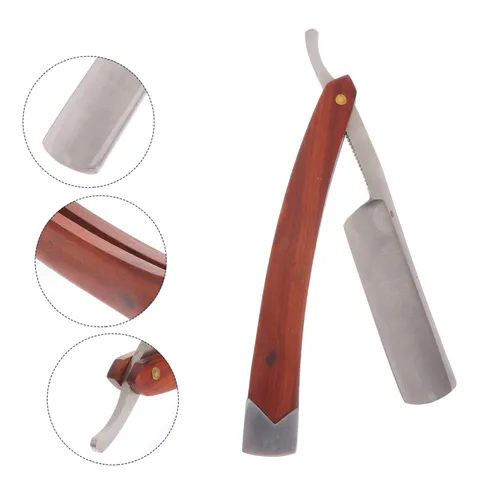 Miniatura 8 de Beaupretty Hombres Vintage Profesional para Mango Afeitadora de Acero Cabello de Carbono Barbero Barbero Maquinilla de afeitar de Madera Rasrojo