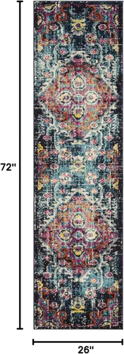 Miniatura 2 de SAFAVIEH Colección Monaco - Alfombra de pasillo, 2.2 x 6 pies, azul y fucsia, no desprende pelusa y de fácil cuidado, ideal para zonas de alto