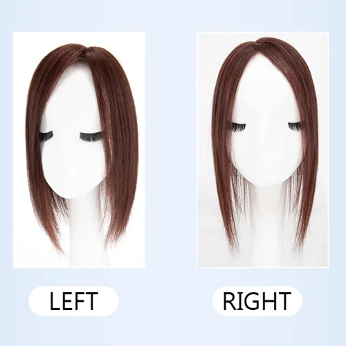 Miniatura 6 de Base de seda recta Cabello humano Topper de una pieza parte lateral parte frontal cierre con clips (7.9 in/parte izquierda negro)