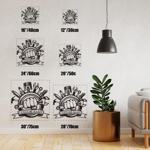 Miniatura 8 de Letrero de metal personalizado para garaje, arte de pared de taller personalizado, decoración mecánica para hombres, día del padre para los amantes