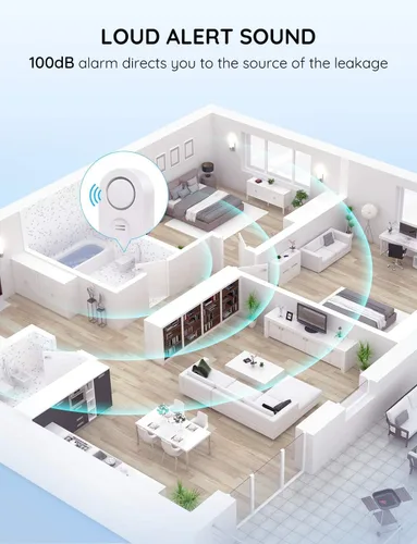 Miniatura 12 de Govee - Paquete de 3 sensores WiFi de agua, detector de fugas de 100 dB, alarma ajustable y alertas en aplicación, alerta de fugas y goteo por