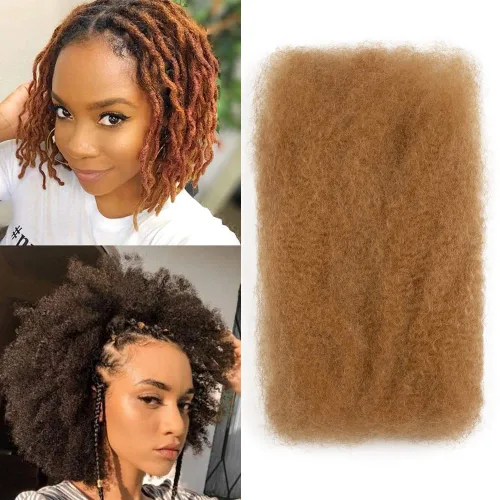 Miniatura 8 de FASHION IDOL Afro Kinkys - Cabello humano a granel para extensiones de rastas, reparación de Loc, trenzado, giro apretado, cabello humano afro