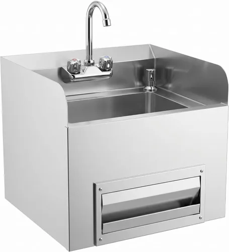Miniatura 18 de Fregadero de mano comercial de montaje en pared de 12 pulgadas x 9 pulgadas x 13 pulgadas. Fregadero de acero inoxidable que ahorra espacio