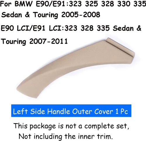 Miniatura 2 de TTCR-II Compatible con cubierta de manija de puerta BMW Serie 3 2006-2012, parte mitad 1 pieza para E90 E91 Manija de tirador de puerta de reemplazo