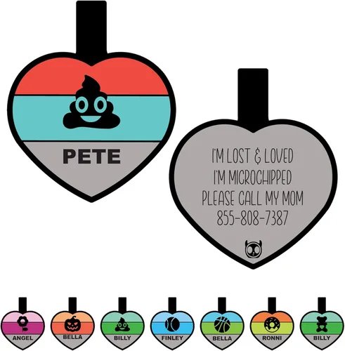 Miniatura 10 de Placa silenciosa para perro personalizada con 5 líneas de identificación de mascotas de silicona duradera y grabada profundamente, diseño de hueso