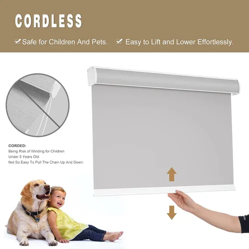Miniatura 5 de Changshade Persianas enrollables 100% opacas sin cordones para ventanas, persianas de parada libre, tela aislante térmica, protección UV, persianas