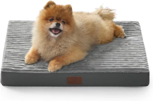 Miniatura 8 de Bedsure ComfyFleece - Camas ortopédicas para perros de gran tamaño para jaula con funda extraíble para máquina, no impermeable, alfombrilla de Gris