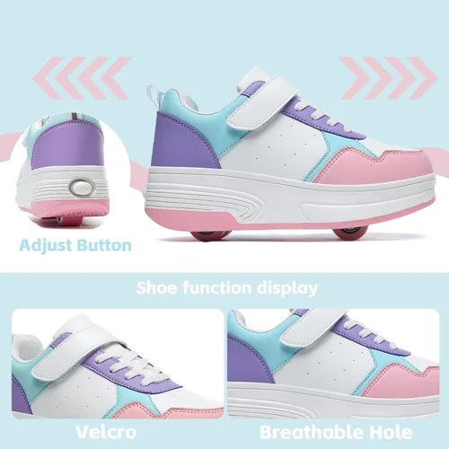 Miniatura 3 de HSQ - Zapatillas de moda con ruedas para patinar, zapatos de patinaje desmontables 2 en 1 con ruedas para niños y niñas