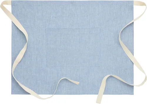 Miniatura 14 de Solino Home Delantal de lino estilo bistró para servidor, lazos extralargos con bolsillos, medio delantal de lino 100% puro para hombres y mujeres