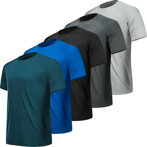 Miniatura 9 de MLYENX Paquete de 7 camisetas de entrenamiento para hombre, secado rápido, absorben la humedad, camisetas atléticas para hombre