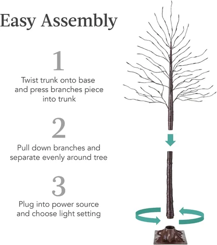 Miniatura 8 de Best Choice Products Árbol de abedul iluminado de 4 pies, 6 pies y 8 pies, paquete de 3 con luces LED, 12 opciones de color con blanco cálido