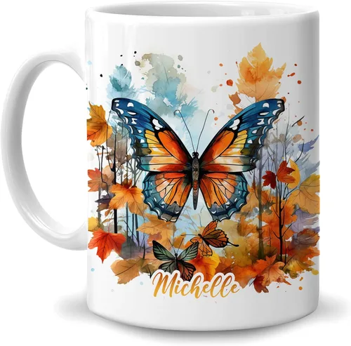 Miniatura 12 de Hyturtle Taza de café personalizada de lobo de otoño, regalos de cumpleaños para los amantes del lobo, regalos de decoración de otoño para casa